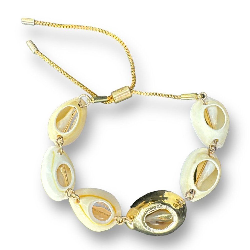 Sea Shell Adjustable Link Bracelet over Gold Plated